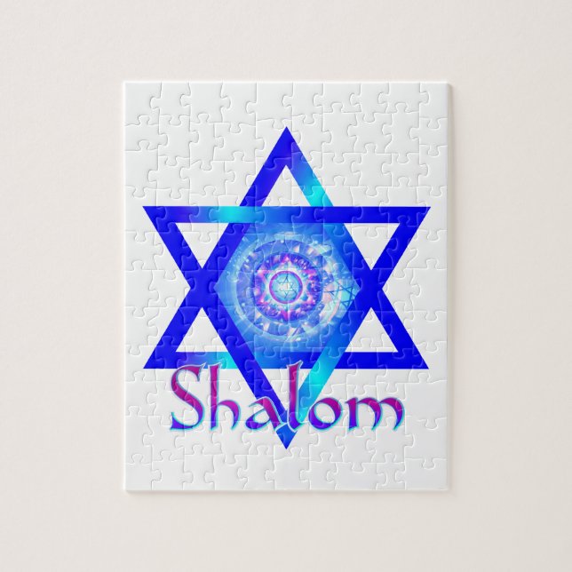 Shalom und blauer Davidsstern Puzzle (Vertikal)