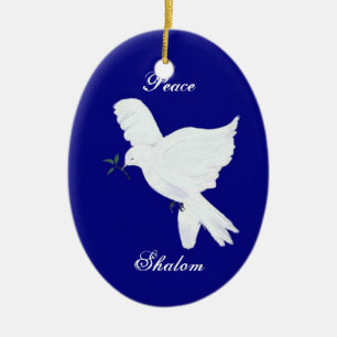 Shalom-Weiße Friedenstauben-Verzierung Keramik Ornament