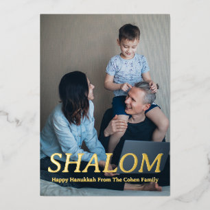 Shalom White Letter Hanukkah Foto Folien Feiertagskarte