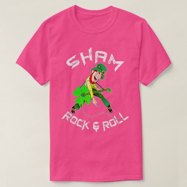 Sham Rock and Roll Kleeblatt Guitar Lover St Patri T-Shirt (Design vorne)