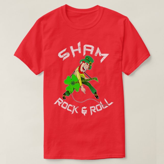 Sham Rock and Roll Kleeblatt Guitar Lover St Patri T-Shirt (Design vorne)