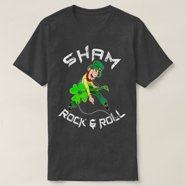 Sham Rock And Roll Shamrock Guitar Lover St Patric T-Shirt (Design vorne)