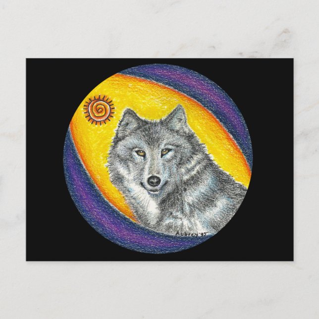 Shaman-heilender Wolf Postkarte (Vorderseite)