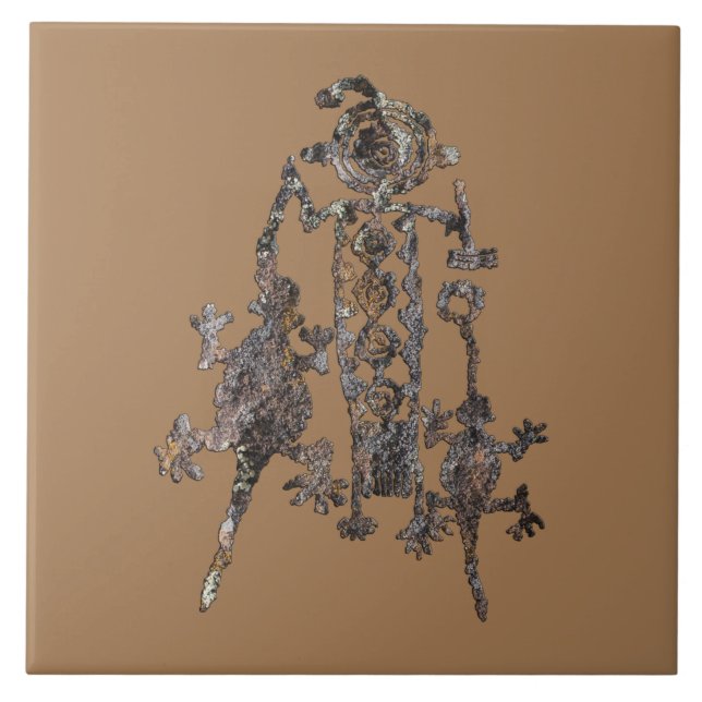 Shaman Petroglyph Coso Range, Kalifornien Fliese (Vorderseite)