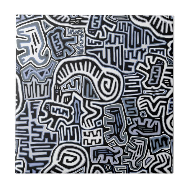 Shaman Peyote Ritual Mola Fliese (Vorderseite)