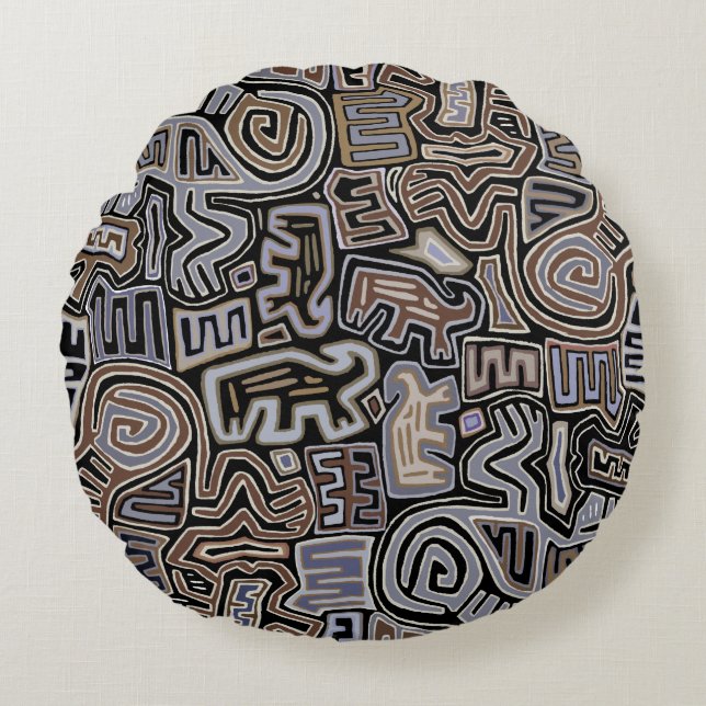 Shaman Peyote Serpent Ritual Spirits Rundes Kissen (Vorderseite)