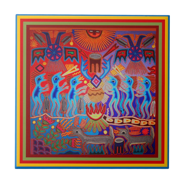 Shaman Ritual Huichol Fliese (Vorderseite)