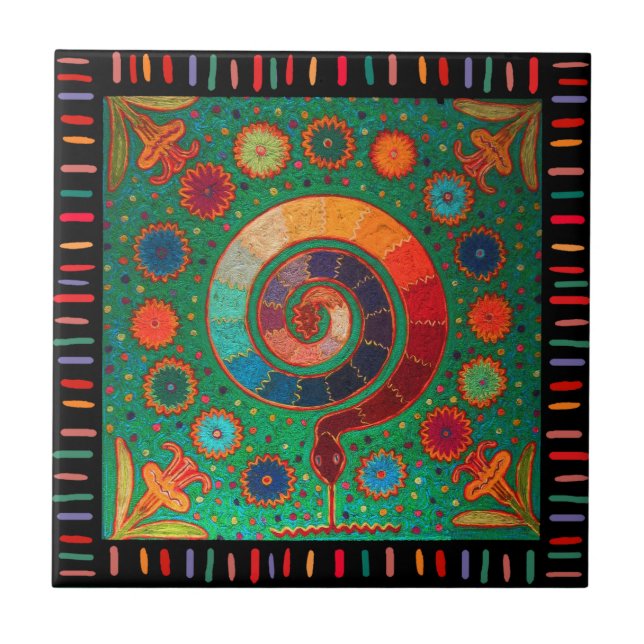 Shaman Serpent Spirit Rainbow Tile Fliese (Vorderseite)