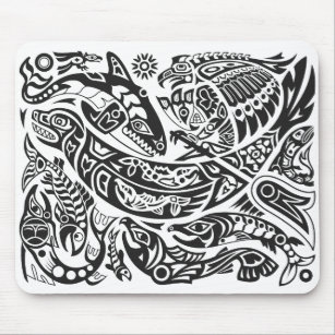 Shaman, Whale & Thunderbird Haida art Mousepad