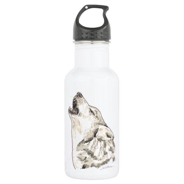 Shamanic Geist des Wolfs Edelstahlflasche (Vorderseite)