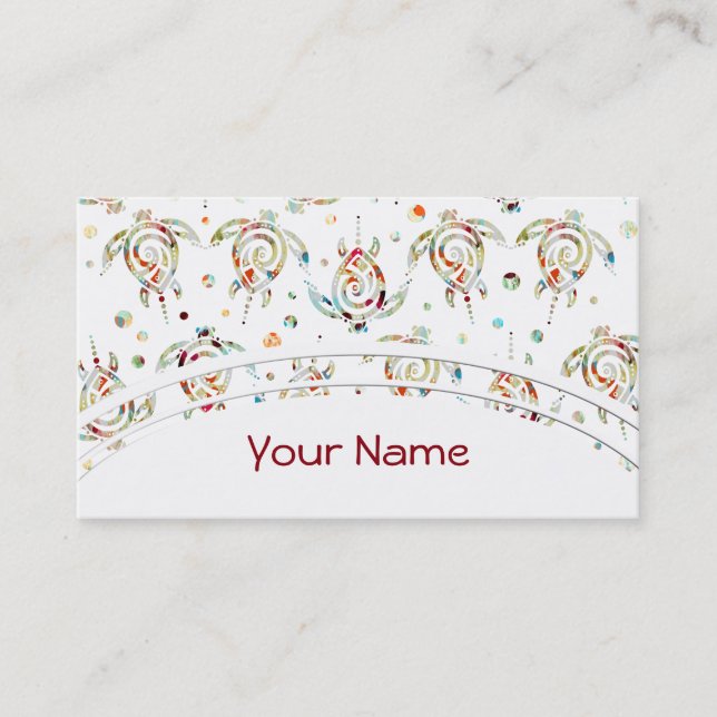 Shamanic Meeresschildkröte-Muster + Ihr backgr. Visitenkarte (Vorderseite)