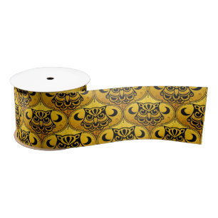 Shamanic Night Owl Mosaik Muster + Ihr Text Satinband