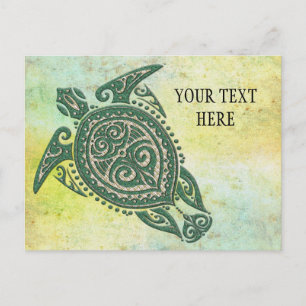 Shamanic Sea Turtle Symbol + Ihre Ideen & Texte Postkarte