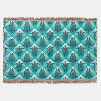 Shamanic Sea Turtles Pattern - cyan Decke