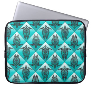 Shamanic Sea Turtles Pattern - cyan Laptopschutzhülle
