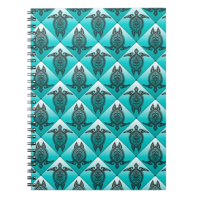 Shamanic Sea Turtles Pattern - cyan Notizblock (Vorderseite)