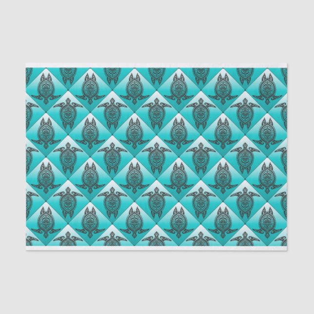 Shamanic Sea Turtles Pattern - cyan Seidenpapier (Vorderseite)