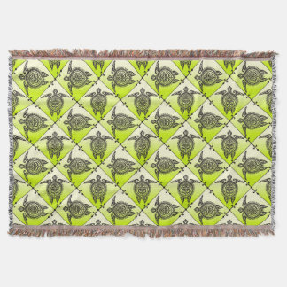 Shamanic Sea Turtles Pattern - Green Decke