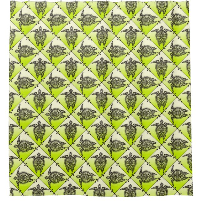 Shamanic Sea Turtles Pattern - Green Duschvorhang (Vorderseite)