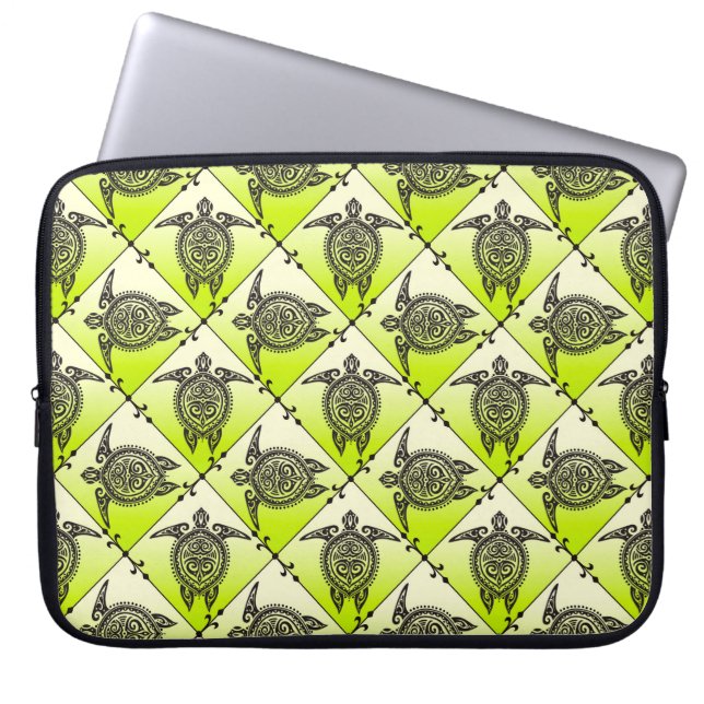 Shamanic Sea Turtles Pattern - Green Laptopschutzhülle (Vorderseite)