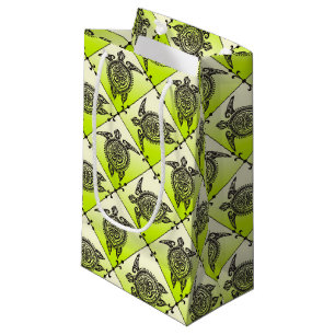 Shamanic Sea Turtles Pattern - grün + Ihre Idee Kleine Geschenktüte