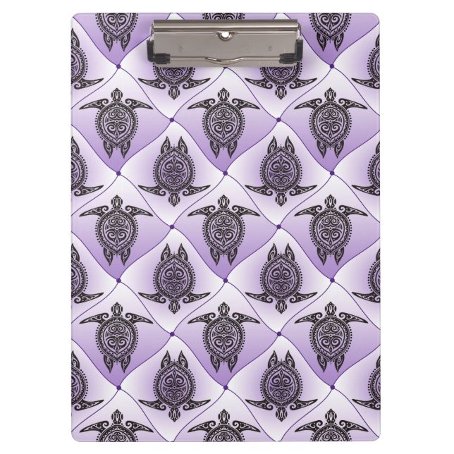 Shamanic Sea Turtles Pattern - violet Klemmbrett (Vorderseite)