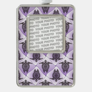 Shamanic Sea Turtles Pattern - violet Rahmen-Ornament Silber