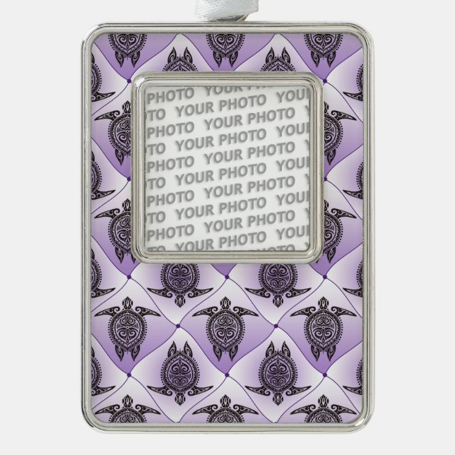 Shamanic Sea Turtles Pattern - violet Rahmen-Ornament Silber (Vorderseite)