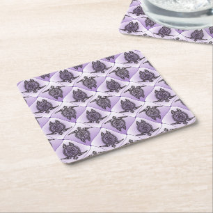 Shamanic Sea Turtles Pattern - violet Rechteckiger Pappuntersetzer