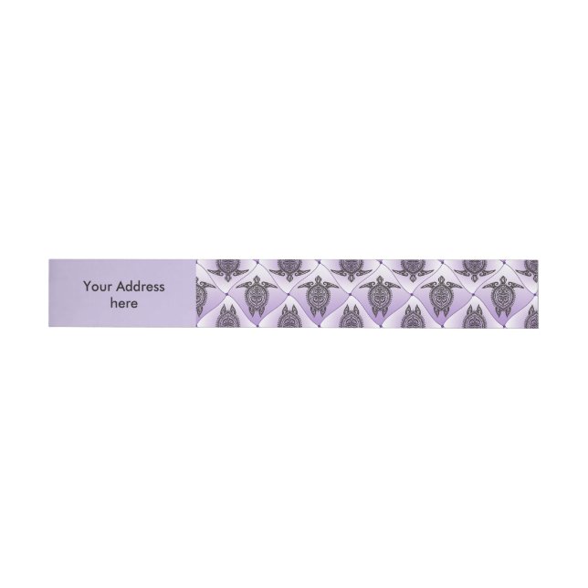 Shamanic Sea Turtles Pattern - violet Rundum-Adressaufkleber (Person)