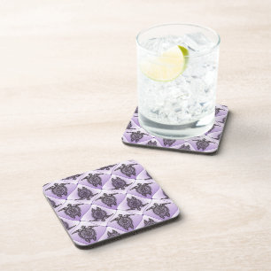 Shamanic Sea Turtles Pattern - violet Untersetzer