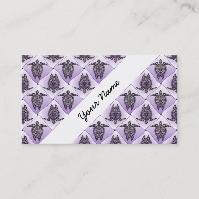 Shamanic Sea Turtles Pattern - violet Visitenkarte (Vorderseite)