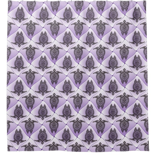 Shamanic Sea Turtles Pattern - violett Duschvorhang (Vorderseite)