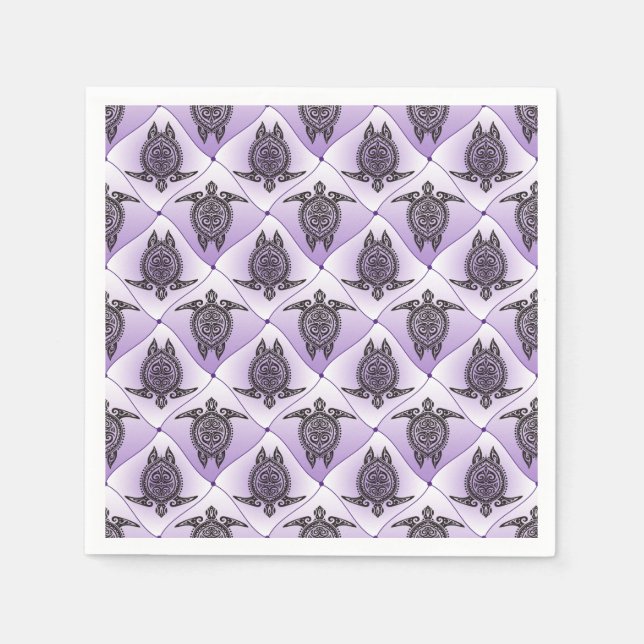 Shamanic Sea Turtles Pattern - violett + Ihre Idee Serviette (Vorderseite)