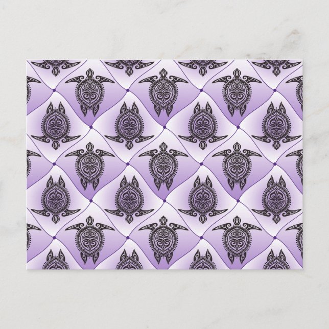 Shamanic Sea Turtles Pattern - violett Postkarte (Vorderseite)