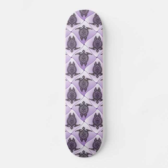 Shamanic Sea Turtles Pattern - violett Skateboard (Vorderseite)