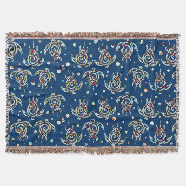 Shamanic Sea Turtles Pattern + your backgr. color Decke (Vorderseite)