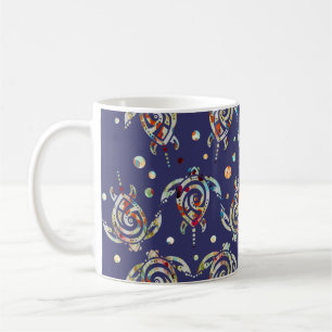 Shamanic Sea Turtles Pattern + your backgr. color Tasse