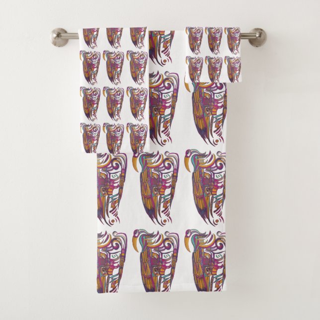 ShamanicBIRD Mask Badhandtuch Set (Insitu)