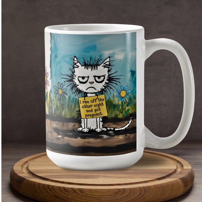 Shamed Cat Sign Funny Phrase Niedlicher Cartoon Kaffeetasse (Von Creator hochgeladen)