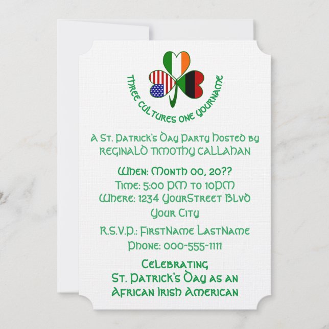 Shamrock African Ireland USA Flags Einladung (Vorderseite)