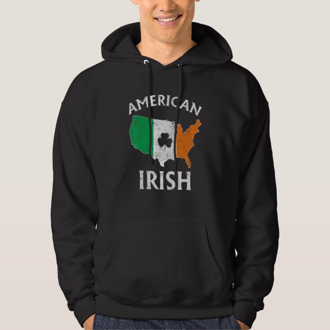 Shamrock American Flag St Patrick's Day Irish Prid Hoodie (Vorderseite)