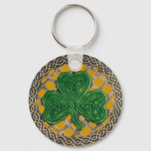 Shamrock And Celtic Knots Keychain Gold Schlüsselanhänger
