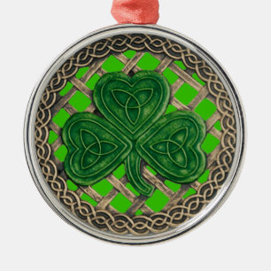 Shamrock And Celtic Knots Ornament Green Aus Metall