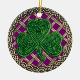Shamrock And Celtic Knots Ornament Purple