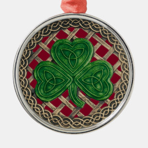 Shamrock And Celtic Knots Ornament Red