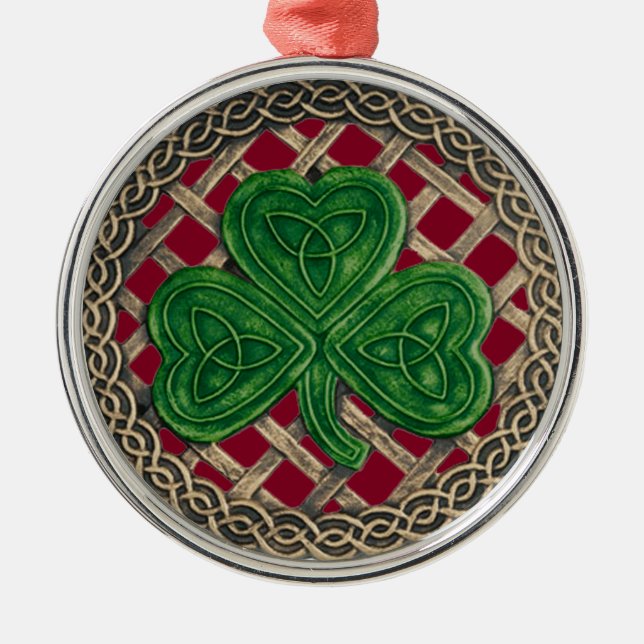Shamrock And Celtic Knots Ornament Red (Vorne)