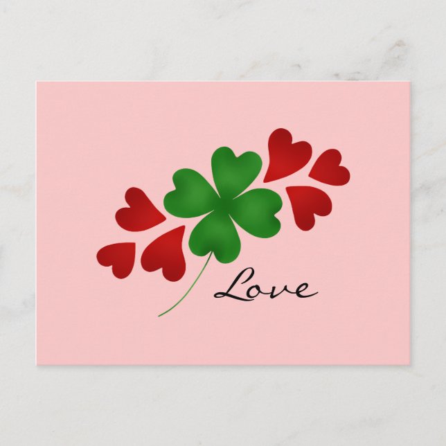 Shamrock and hearts on pink postkarte (Vorderseite)