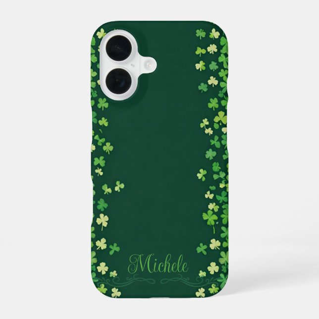 Shamrock Border Bliss iPhone 16 Hülle (Rückseite)