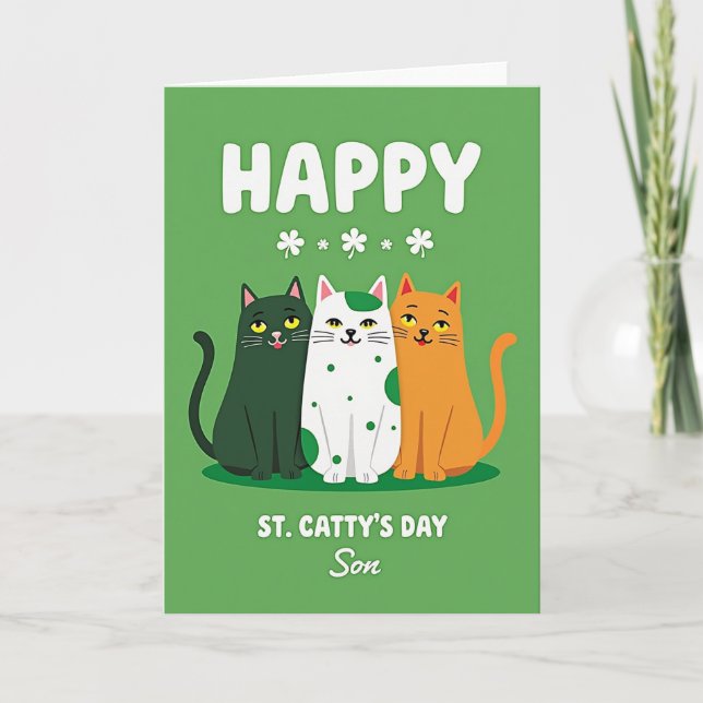 Shamrock Cats Happy Sons Day Card Karte (Vorderseite)